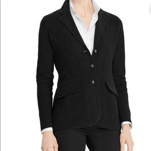 NWT $165 Lauren Ralph Lauren Womens Black Sweater-Knit Jacket Blazer